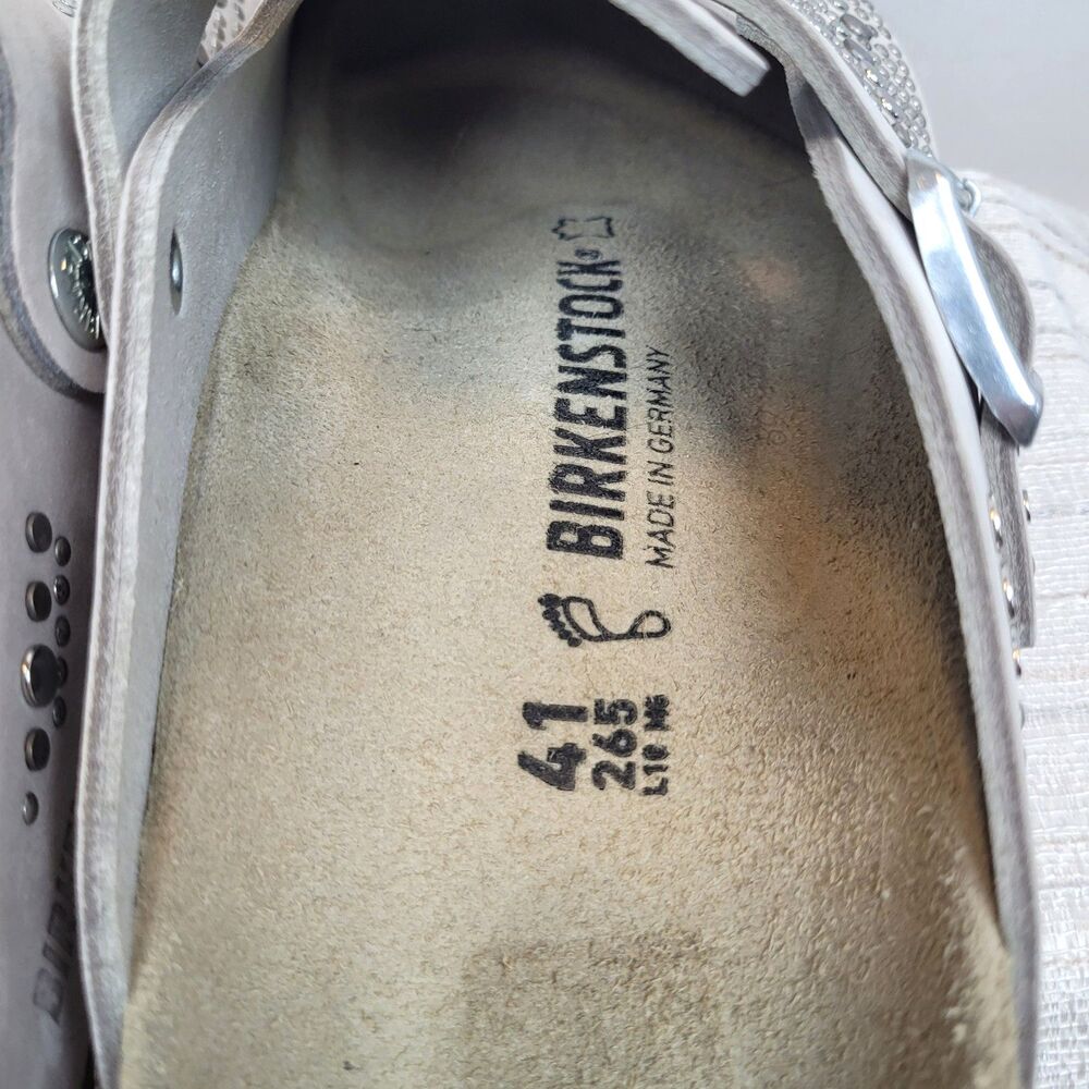 Rare Birkenstock Boston Rivets / Studs Taupe Soft Suede Leather Women's 10 EU 41 - Picture 7 of 16